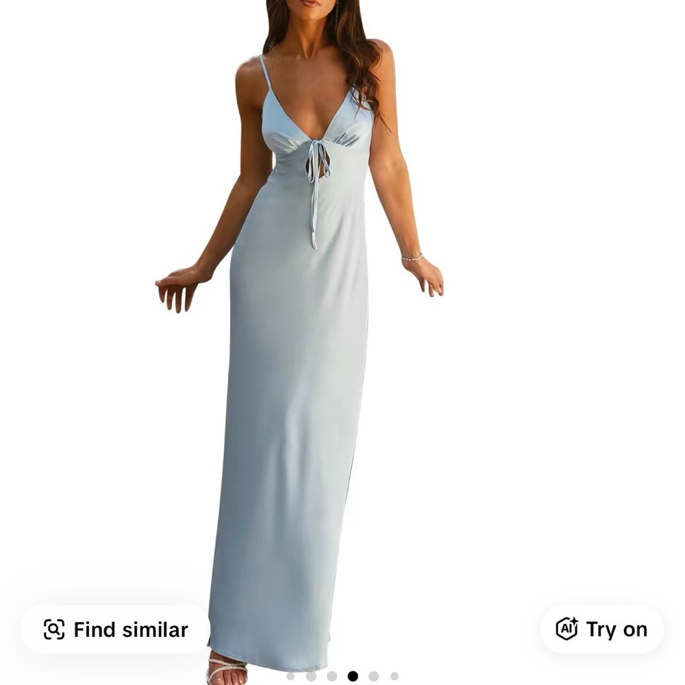 Blue Satin Maxi Dress